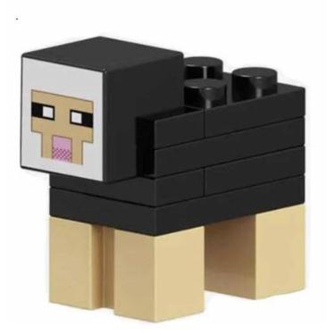 Imagem de Boneco Blocos De Montar Ovelha Colorida Preta Minecraft
