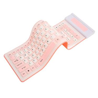Imagem de Teclado De Silicone Sem Fio Vomeko 2.4G - Portátil, Dobrável E à Prova D'água Com 107 Teclas De Tamanho Real Para Teclado Portátil De Laptop, PC E Notebook(rosa)