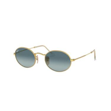Imagem de Óculos de Sol Ray-Ban Oval 0RB3547 001/3M Tam 54 / Ouro - Lentes Azul Gradiente