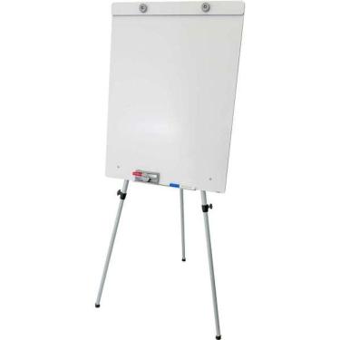 Imagem de Lousa Quadro Branco Flip Chart Office 100x70 cm Moldura Alumínio Porta Bloco de Papel Tripé Retrátil