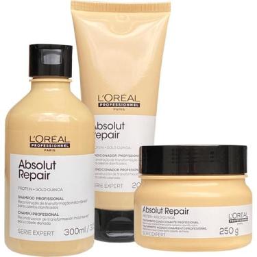 Imagem de Kit Loreal Gold Quinoa Shampoo Condicionador Máscara - L'oréal Profess
