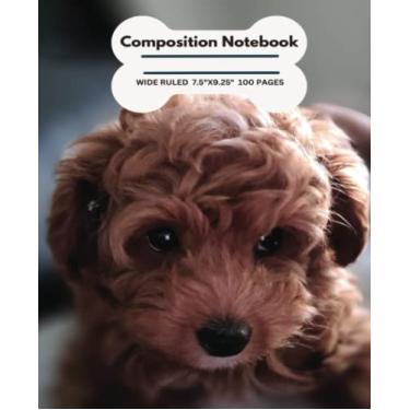Imagem de Caderno de composição, pautado largo, Goldendoodle, amantes de filhotes, ótimo presente para amantes de cães, livros de escrita de crianças pequenas, meninas adolescentes, meninos adolescentes,