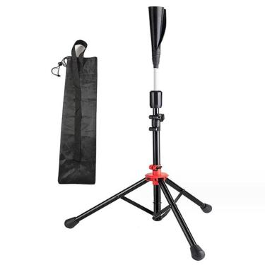 Imagem de XCPHGFM Camiseta de rebatidas de beisebol Softball portátil para bater tripé Base de suporte para camiseta Ajuste de altura com bolsa de transporte para adultos e adolescentes Prática de treinamento