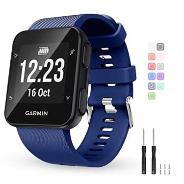 Imagem de BaayCerrie Pulseira de substituição para relógio Garmin Forerunner 35, pulseira de silicone macio compatível com smartwatch Forerunner 35 (azul marinho)