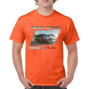 Imagem de Camiseta masculina 2022 Shelby GT500 Signature Mustang Racing Cobra GT 500 Muscle Car Performance Powered by Ford, Laranja, 3G