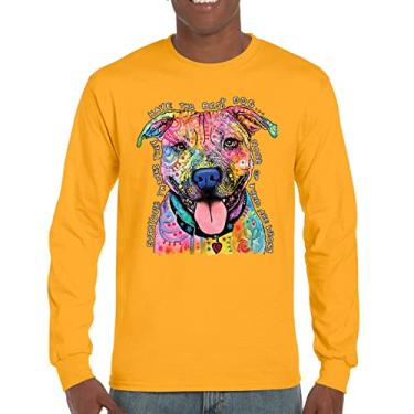 Imagem de Camiseta de manga comprida Dean Russo Pets Art Pit Bull Everyone Has Best Dogs, Amarelo, XG
