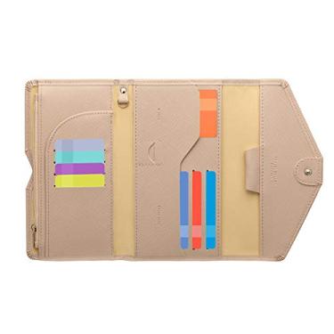 Imagem de ZOPPEN Carteira de viagem multiuso com bloqueio de RFID para passaporte Porta-cartão de vacina e passaporte, combo organizador de documentos com três dobras, essenciais para viagem, One Size, Casual