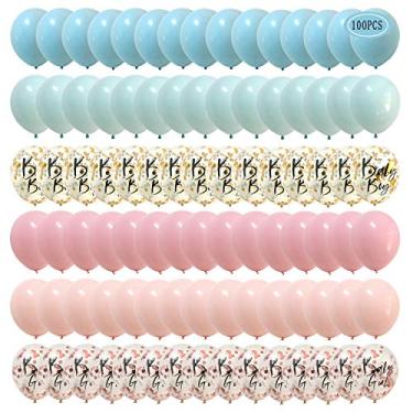 Imagem de Balões de revelação de gênero rosa azul - balões de confete para chá de bebê gêmeos decoração de festa menino e menina