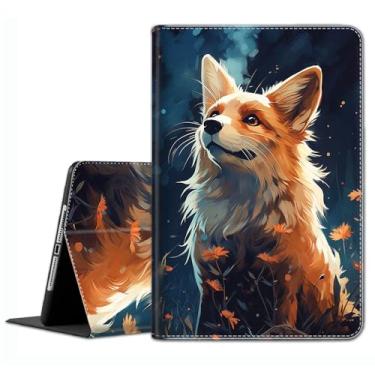 Imagem de Capa para Samsung Galaxy Tab S8 2022/Tab S7 2020 11 polegadas (modelo SM-X700/X706/T870/T875/T878) - Capa fina com hibernar/despertar automático, animal de raposa vermelha fofo