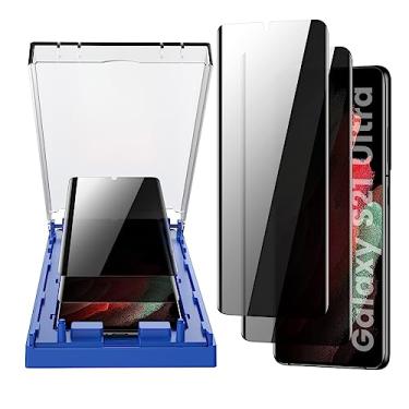 Imagem de MOHAVE Pacote com 2 [Alinhamento Automático/Remoção de Poeira] Protetor de Tela de Privacidade para Samsung Galaxy S21 Ultra 5G 6,8 ″, Filme Privado Anti-Espião Curvo 3D, Material Híbrido 7H,