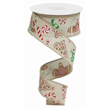 Imagem de Pão de gengibre com fita de borda de lona de doces – 9,5 metros (natural claro, 3,8 cm)