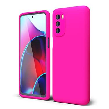 Imagem de oakxco Capa de silicone para Motorola Moto G Stylus 4G 2022 com capa de câmera, capa de telefone de gel de borracha macia para mulheres e meninas, fina, fina, proteção estética de TPU com aderência, rosa choque
