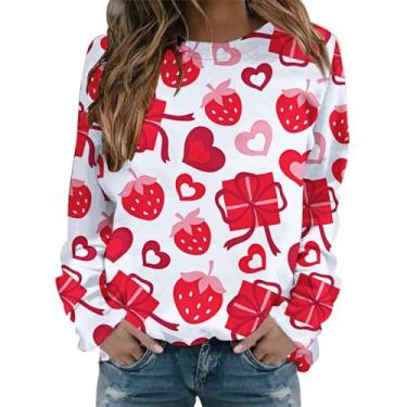 Imagem de Camisetas femininas para Dia dos Namorados Love Pink Stripes Valentine Camiseta Slim Fit Raglans Tops manga longa, Vinho, XXG