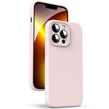 Imagem de Supdeal Capa de silicone líquido para iPhone 13 Pro, [proteção da câmera] [antiimpressões digitais] [carregamento sem fio] capa protetora de 4 camadas para celular, capa de microfibra embutida, 6,1 polegadas, rosa