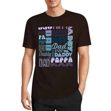 Imagem de CHAIKEN&CAPONE Camisetas para o Dia dos Pais, para o novo papai, masculinas, gola drapeada, manga curta, algodão, Marrom escuro, 5G