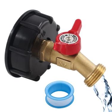 Imagem de Rierdge Adaptador de tanque IBC de 275-330 galões, rosca grossa S60 x 6 + torneira de válvula de mangueira de jardim, conexão de mangueira de jardim GHT de 3/10.2 cm para bolsa IBC