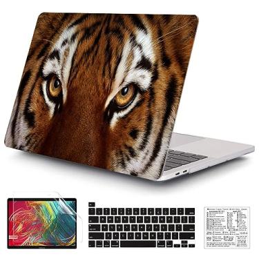 Imagem de QCzyc Compatível com MacBook Pro 13 polegadas 2022, 2021, 2020-2016 versão A2338 M1 A2289 A2251 A2159 A1989 capa rígida de plástico e película de teclado e adesivo de teclado Mac OS (Tiger)