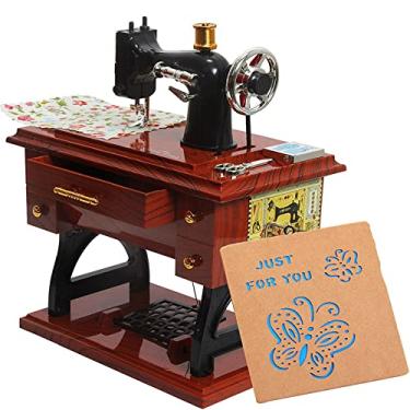 Imagem de Máquina de costura caixa de música retrô clássica mesa decoração presentes para aniversário dia das mães