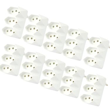 Imagem de Kit 10 Adaptador Tomada 2P+t Branco