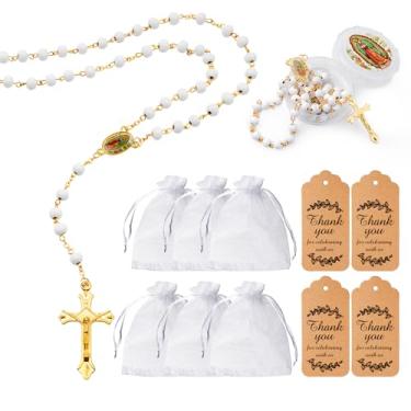 Imagem de KaGrbves Rosário perfumado Virgen De Guadalupe 24 peças para lembranças de batismo e primeira comunhão, lembrancinhas de festa de Nossa Senhora de Guadalupe (ouro)