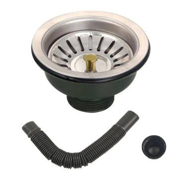 Imagem de Ralo Valvula Dreno de Pia 10x10 Sifao Filtro Tubo de Escoamento Cozinha Lavanderia Casa