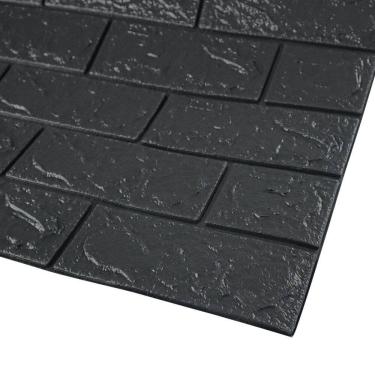 Imagem de Placa Decorativa Autocolante 3D Tijolinho 70X77CM Preta