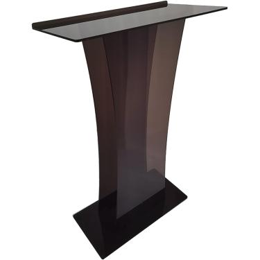 Imagem de Suporte de pódio em acrílico, púlpitos modernos de 43" de altura com superfície de leitura ampliada, púlpitos de pódio para sala de aula de concerto de igreja, marrom escuro