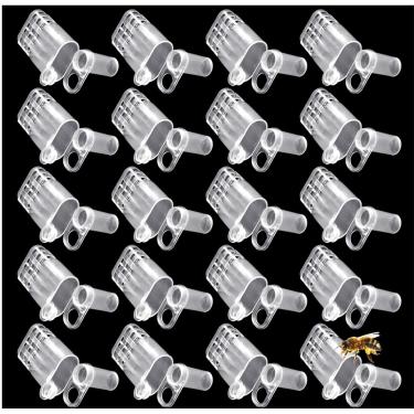 Imagem de MILEE 20 peças, gaiolas de abelha rainha branca, apicultura, clipe isolador de abelha, ferramentas para criação de apicultor para interior e casa ao ar livre