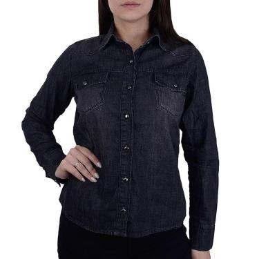 Imagem de Camisa Feminina Consciência Jeans ML Black - 23638-Feminino