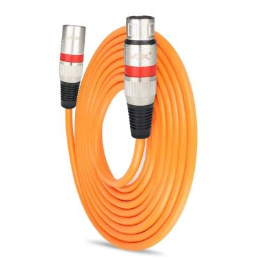 Imagem de Cabo de Microfone Balanceado XLR/XLR (Macho/Fêmea) 3 Metros Laranja CM6847- Voik