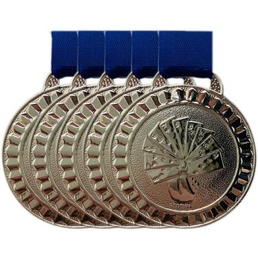 Imagem de Kit 10 Medalhas Poker Truco Jogo Cartes 45mm Ouro Prata Brz prata