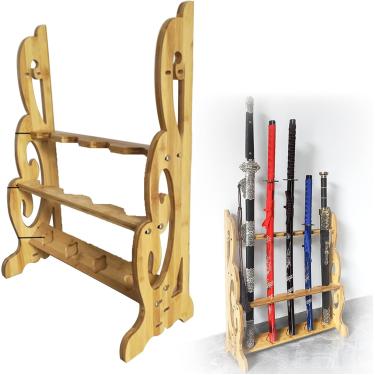 Imagem de Racks para armas de exibição de chão - Suporte vertical para Katana | Rack de exibição de espada samurai de 1 a 9 camadas Wakizashi Tanto Sword Hanger Sword Stand Display, vara de pesca mult