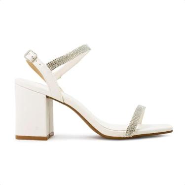 Imagem de Sandalia Via Uno 795012 Festa Bico Quadrado Salto Grosso Alto Feminino