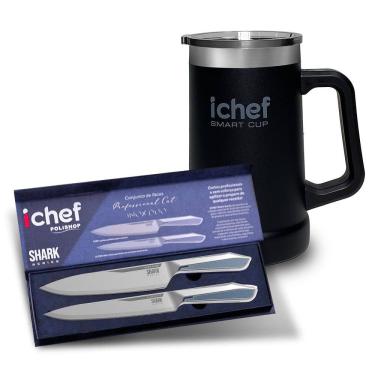 Imagem de Conjunto de Facas Professional PRO e Caneca Térmica Com Tampa Smart Cup 710ml Ichef