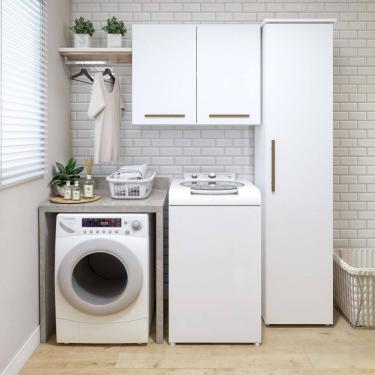 Imagem de Lavanderia Modulada 1 Armário Multiuso e Armário Aéreo Uberlândia Branco