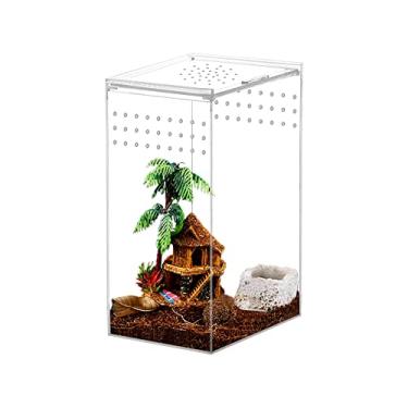 Imagem de NANEEZOO Caixa magnética de acrílico para terrário de répteis, caixa de criação de insetos répteis para pequenos répteis, invertebrados, louva-a-dia, aranha, críquete, tarântula