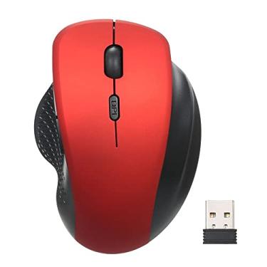 Imagem de Mouse óptico vertical sem fio 2.4G com 6 teclas ergonômico para escritório, 3 DPI ajustáveis, sensação confortável nas mãos para PC, laptop, vermelho