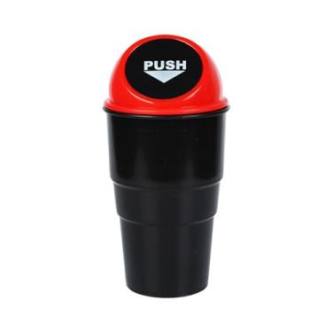 Imagem de YWJLQH Porta-copos Genérico para Carro, Lata de Lixo com Tampa, Balde de Armazenamento para Carro, Saco de Lixo Multiuso para Carro, Lata de Lixo para Carro, tampa vermelha
