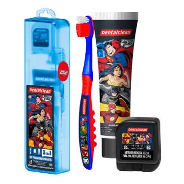 Imagem de Kit Viagem Infantil Porta Escova Dental com Pasta e Fio Liga da Justiç