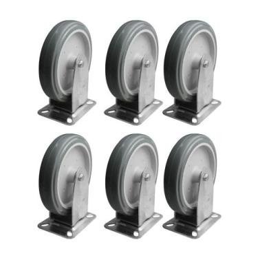 Imagem de Kit 6 Rodízios 612 BP com Placa Fixa Sem Trava para 85Kg - Schioppa