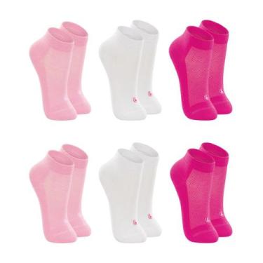 Imagem de Kit 6 Pares Meias Infantil Cano Curto Algodão - Lupo, Rosa, 30/35