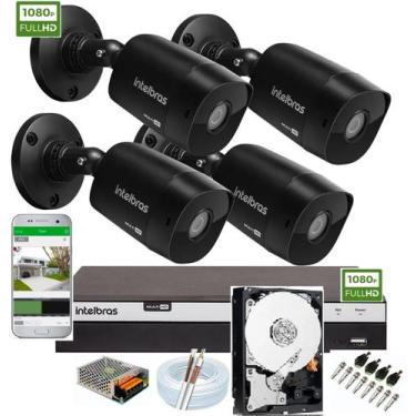 Imagem de Kit Intelbras 4 Cameras de Segurança 1220b Black Dvr 4 Full Hd C / Hd