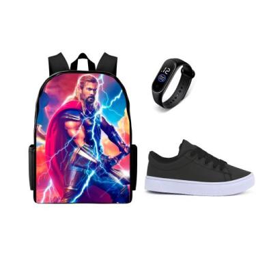 Imagem de Mochila Escolar Casual Lançamento Mais Relogio Digital e Tenis Infanti