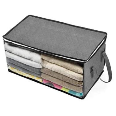 Imagem de Caixa Organizador Edredons Cobertor Grande 58x31x30cm - LORBEN, Cinza