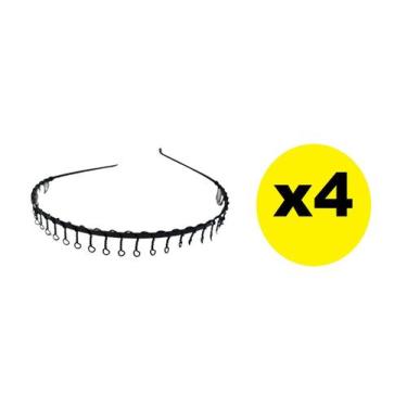 Imagem de Kit 4 Tiaras de Ferro Arco Metal Preto 14cm Acessório - Lynx produções