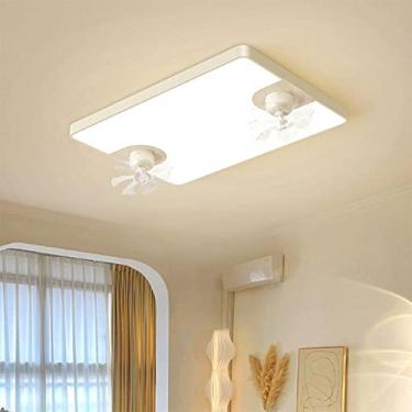 Imagem de Lustre Grande Retangular Luz de Teto com Ventiladores Inteligente Silencioso Quarto Sala de Estar Ventilador Lâmpadas Ventilador de Teto Luz Regulável Controle Remoto Ventiladores Lâmpada