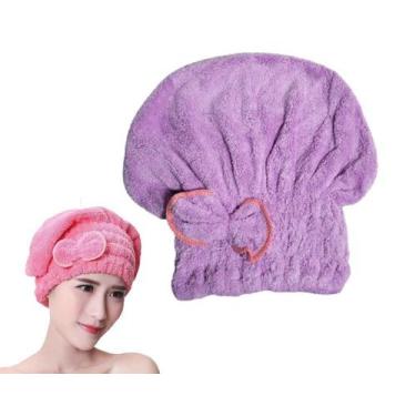 Imagem de Touca Toalha De Secar Cabelo Rápido Prático Pós Banho - NS,  Roxo