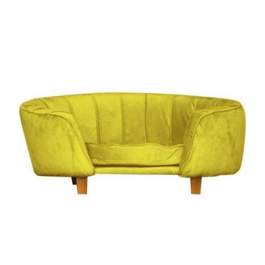 Imagem de Poltrona Cama Caminha Pet Laddi Veludo Amarelo Dvinn - Divini, Amarelo