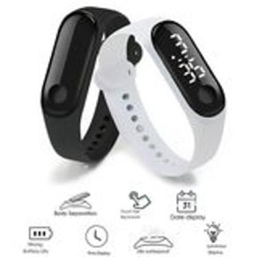Imagem de Kit 10 Relógio Digital Pulseira Silicone Led Slim Unissex  - Dallu Cal