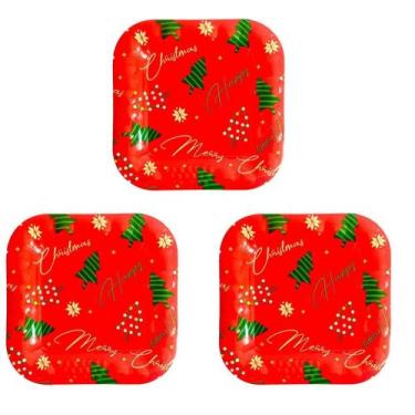 Imagem de Conjunto 3 Pratos Figuras Natal Plástico Reforçado 17cm - NIPO